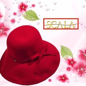 SCALA Wide-Brimmed RED ❤️💋Hat 💯% Wool